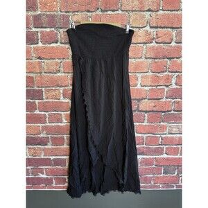 Cupshe Women’s Black Pullon Swim Cover Dress Flowy Maxi Size Large NWT